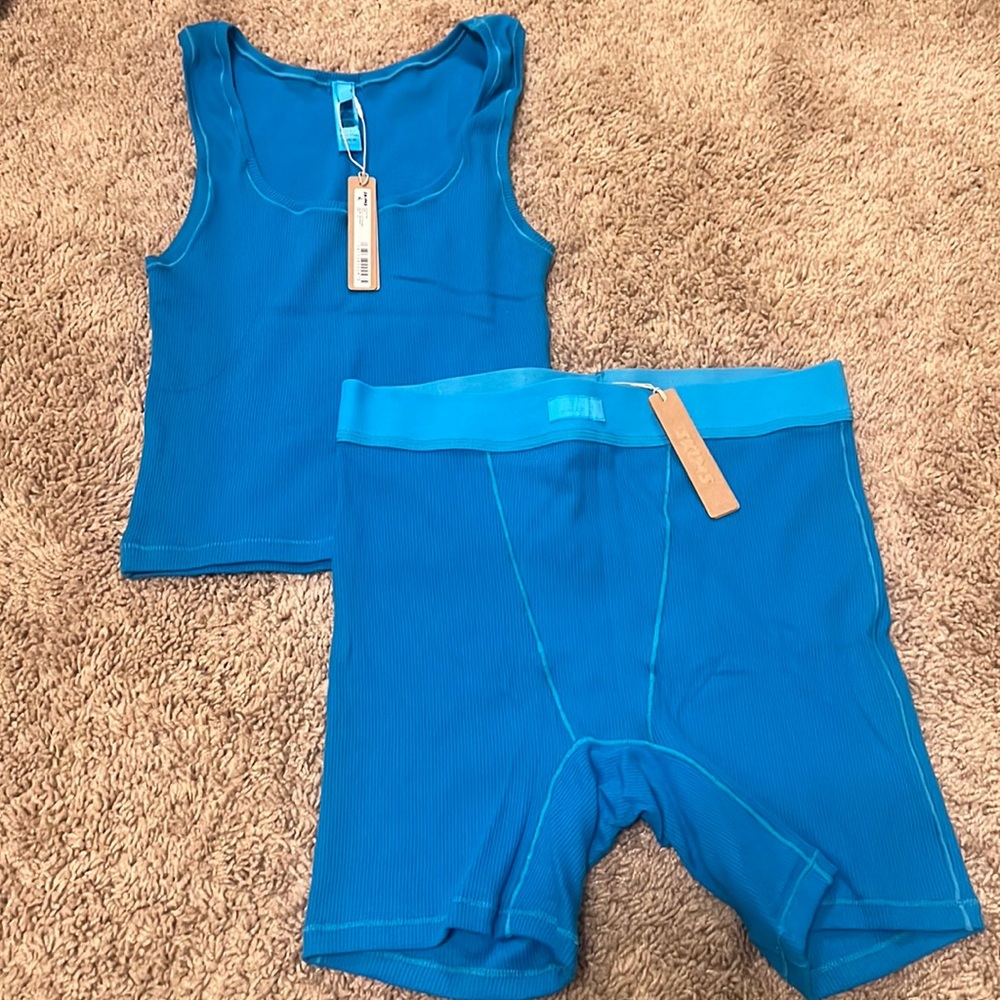 Skims Cotton Rib Tank and Boxer in Mykonos